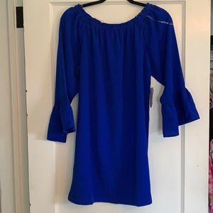 Royal blue off the shoulder dress
